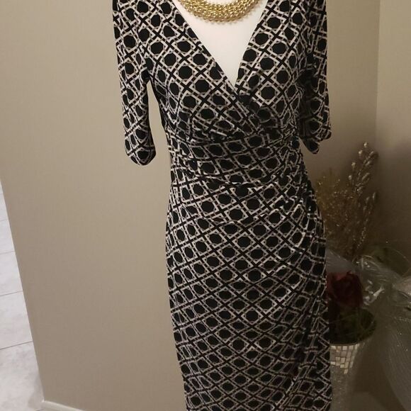 𝅺Ralph Lauren Chain Link Bodycon Rouched Side New Dress Size 6 - Picture 2 of 7